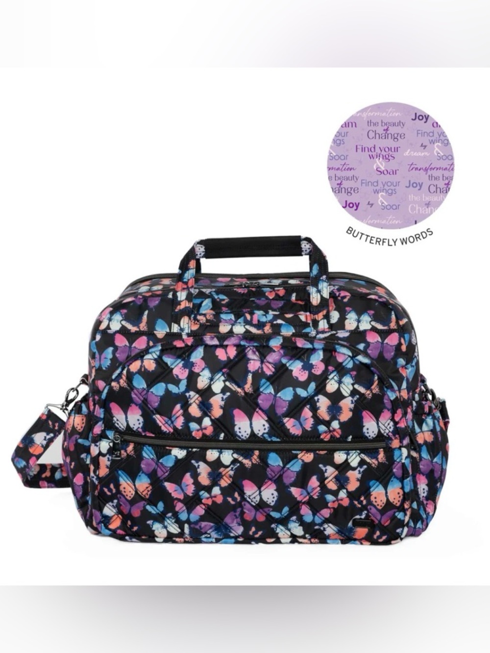 Lug Steamboat SE Watercolor Butterflies Overnight Weekender Travel Duffel NWT